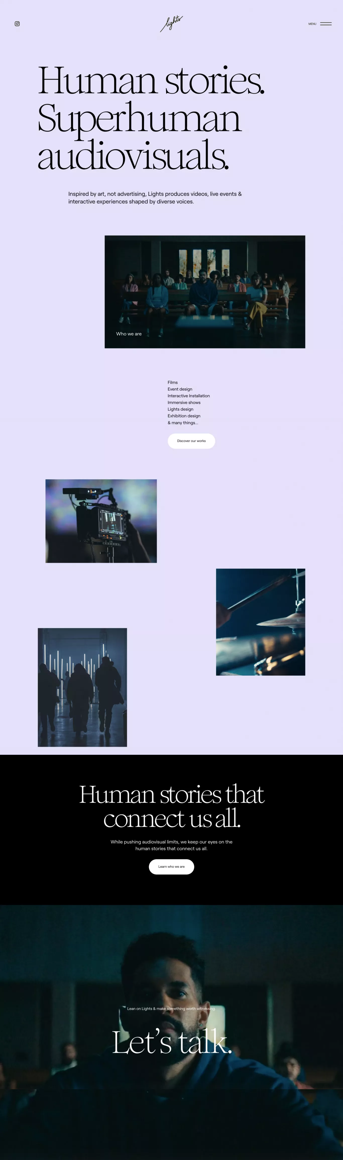 Homepage portfolio page screenshot showcasing Design and Tech design