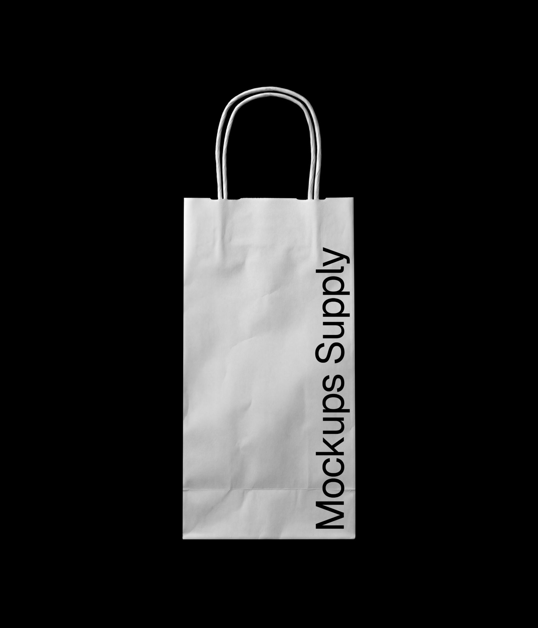 Paper bag mockup with twisted handle, front view boutique packaging branding 