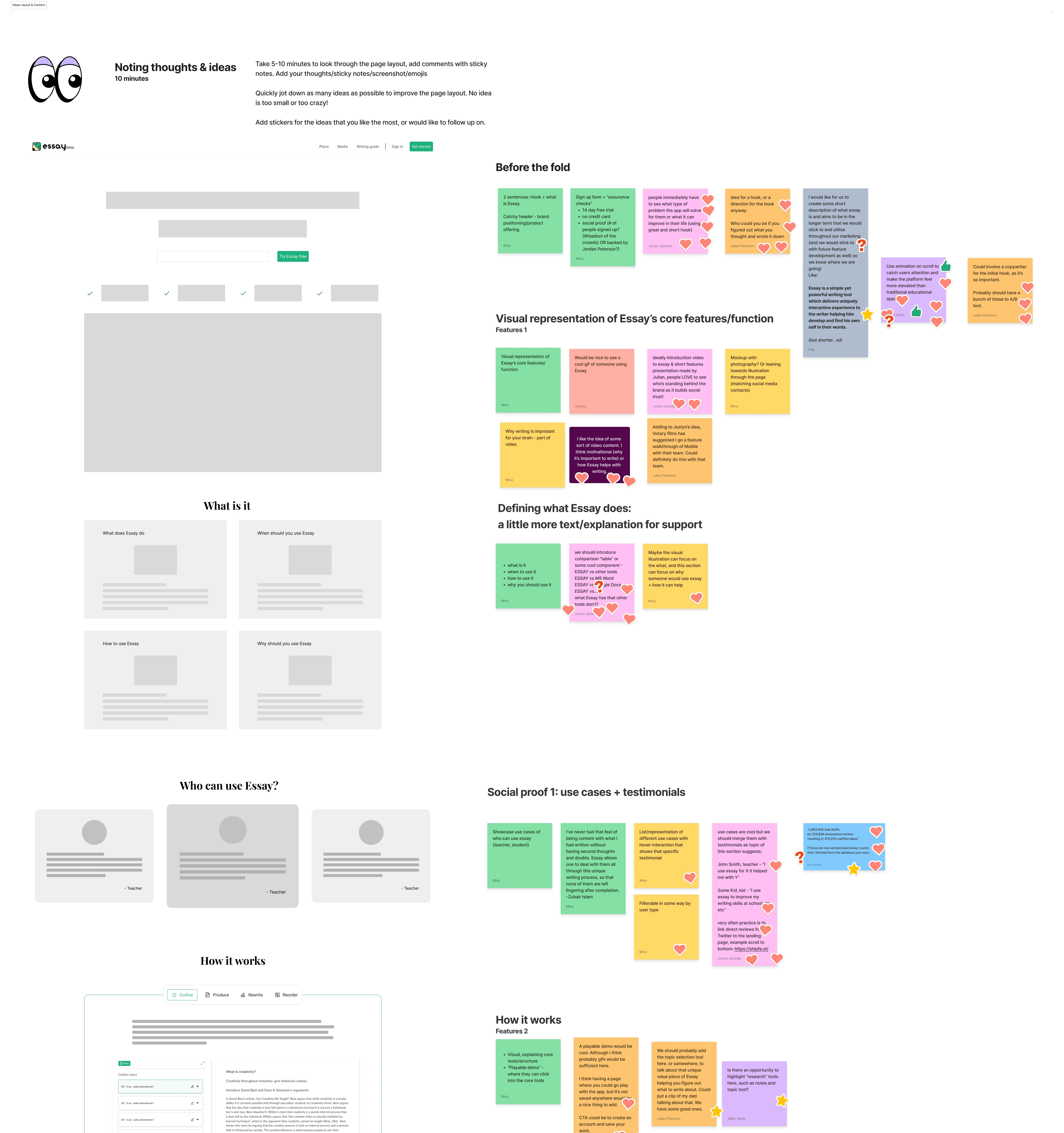 Gathering ideas from the team for the new website redesign.