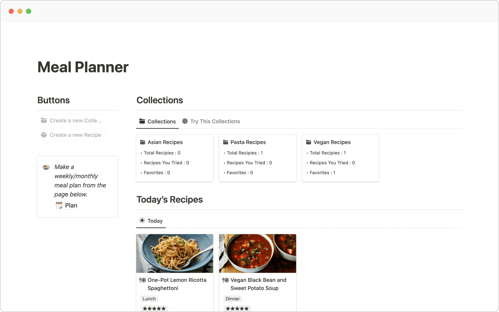 Notion Meal Planner Template