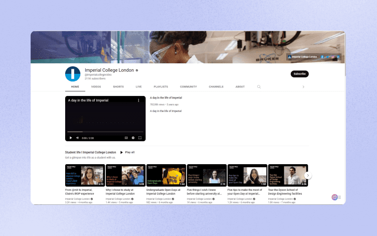 Imperial college London Youtube