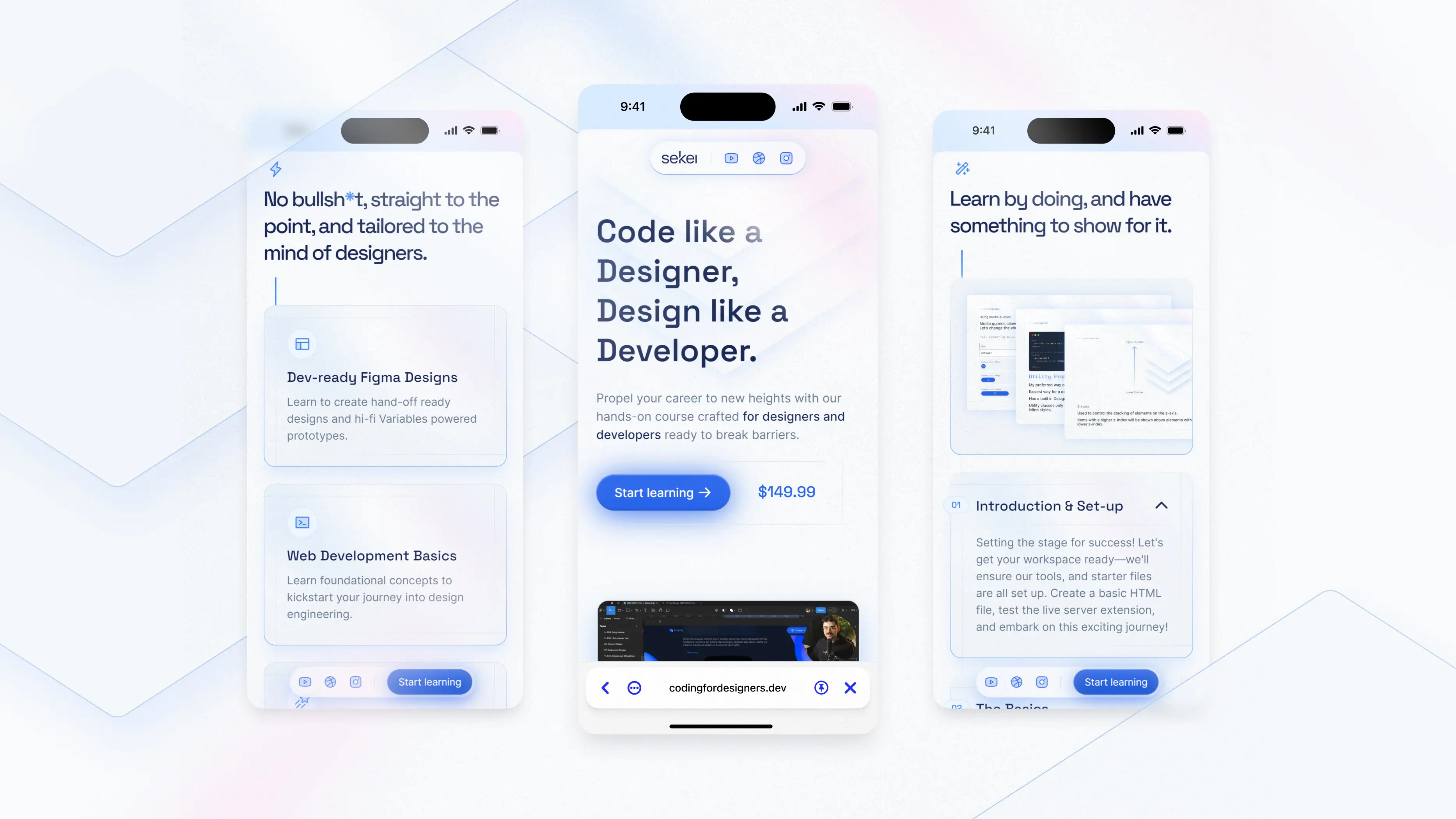 Shot of the mobile version - Sekei coding for designers