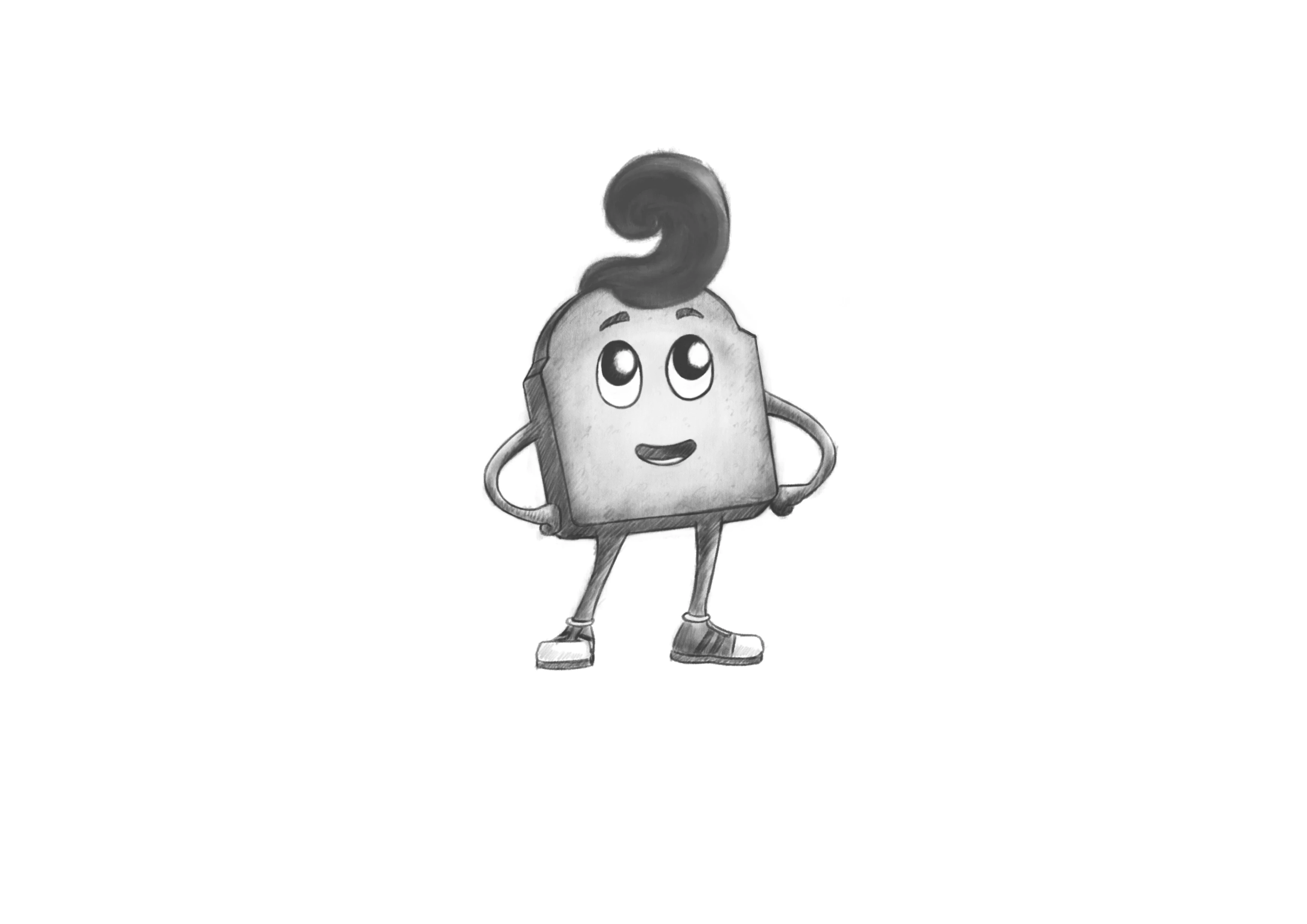 Sketch of a zwieback character with a chocolate quiff