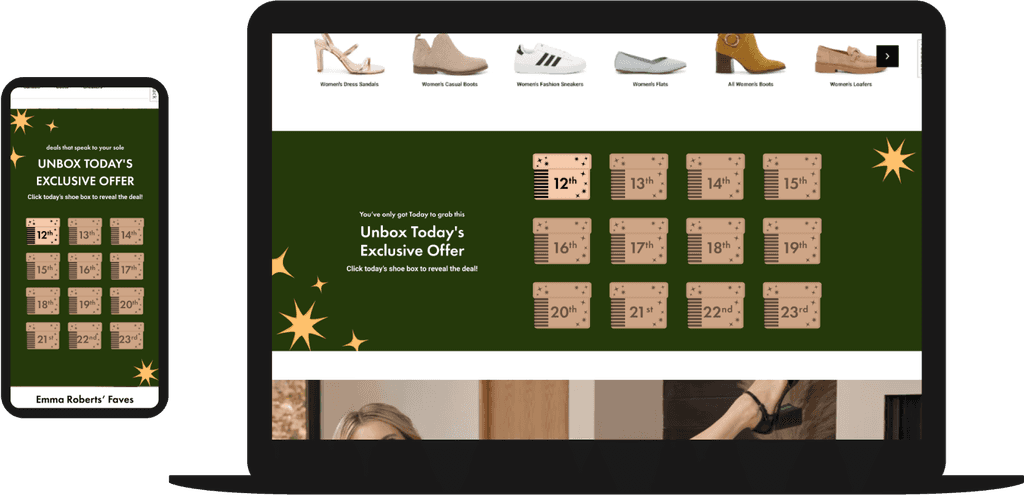 High-fidelity mockup of advent calendar exeperiece