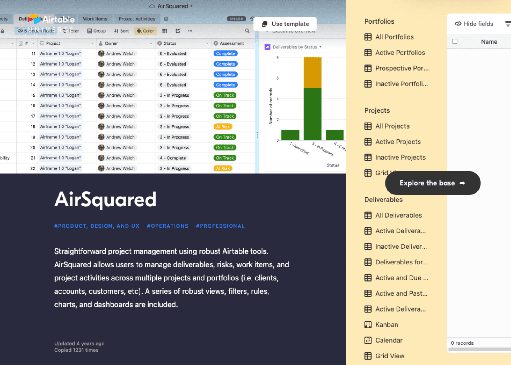 Airtable project management template