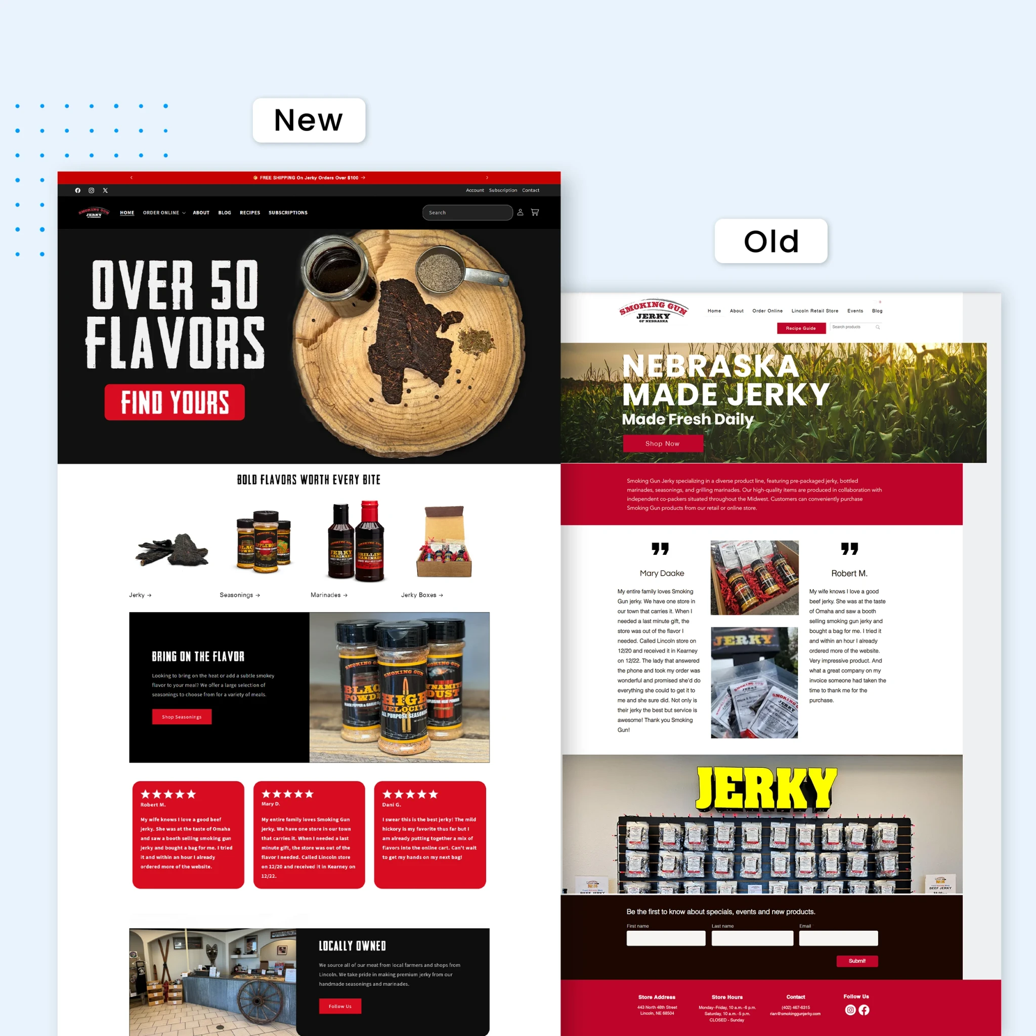 Ecommerce web design before and after in Lincoln Nebraska done by Fanplex Graphics