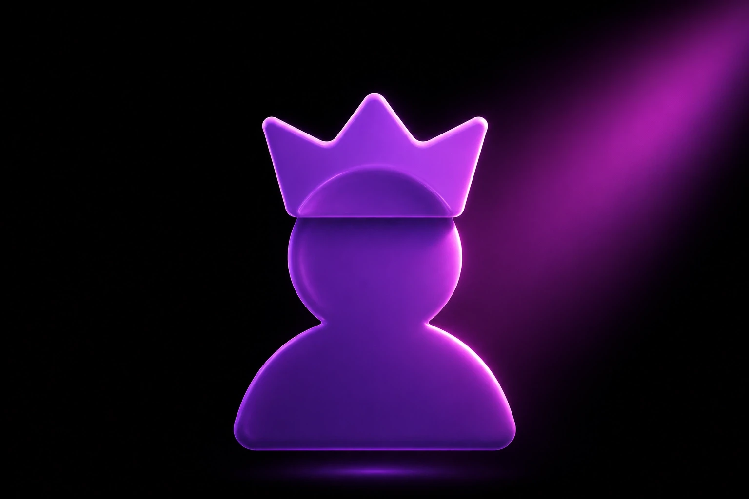 A stylized 3D purple crown symbol representing brand authority and elite education on a black background.