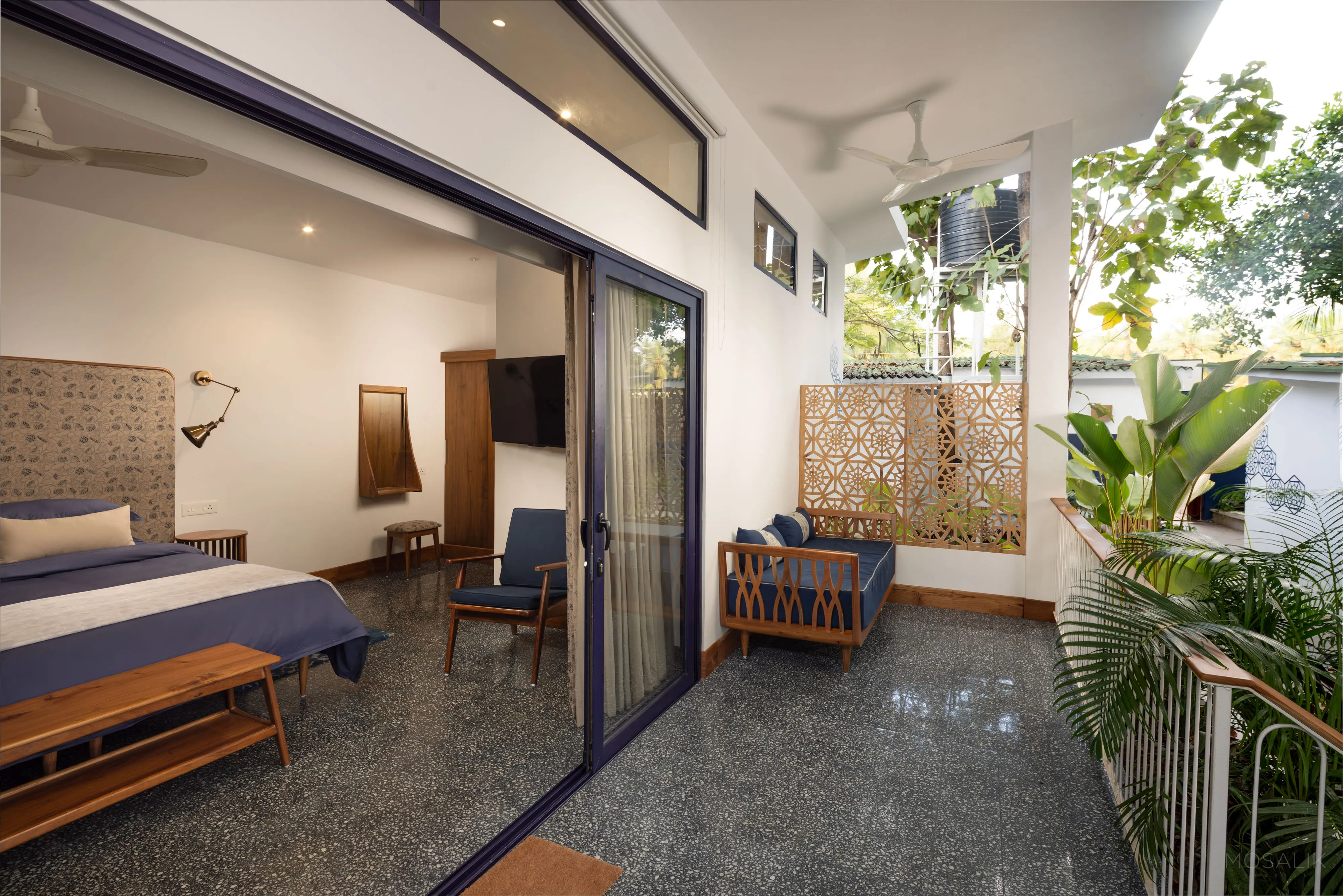 Room Four at Jaali Blue — daybed and terrazzo floor