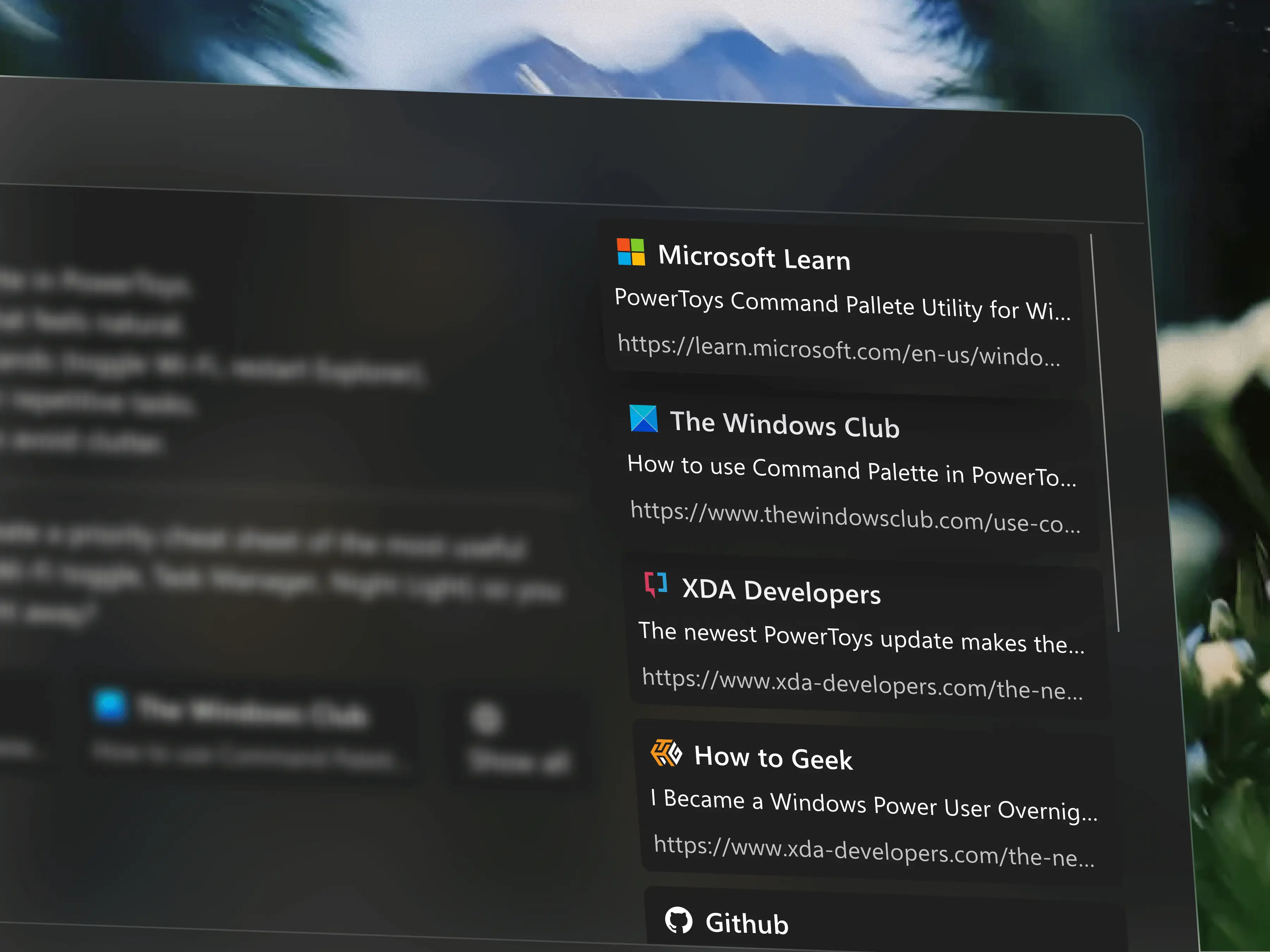 MS Copilot - Sources page