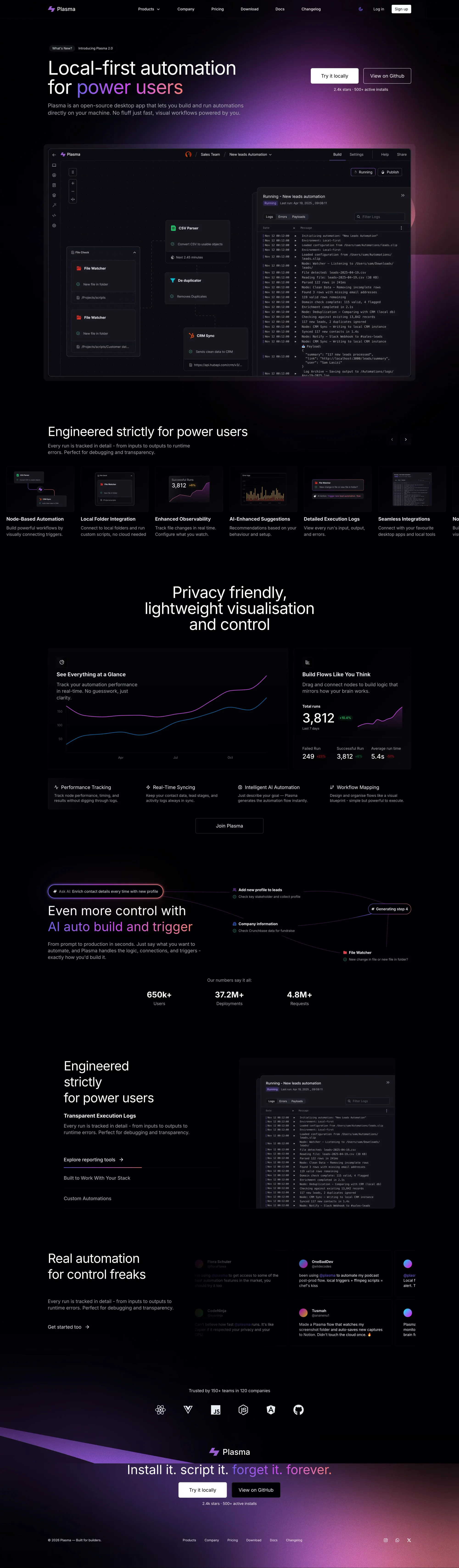 Plasma - Modern Next.js Template landing page screenshot showcasing AI and Tech design