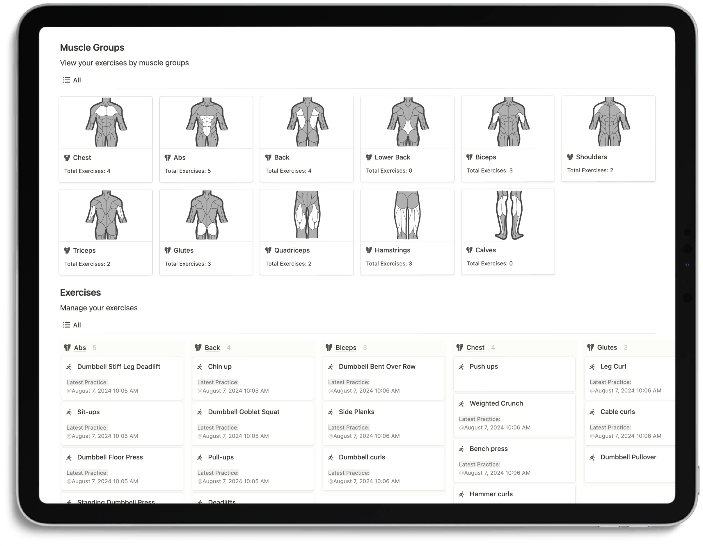 Notion Optimal Workout System - Exercise