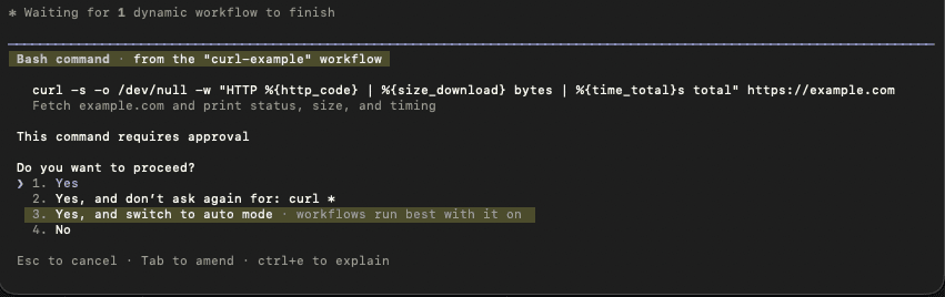 Permissions modal encourages using auto-mode.
