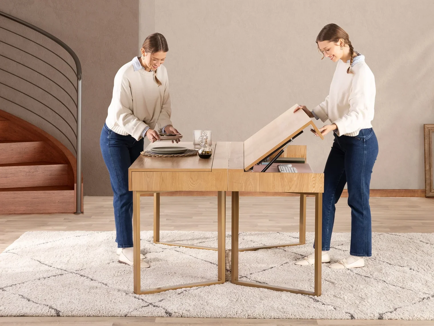 Family gathered around a dining table