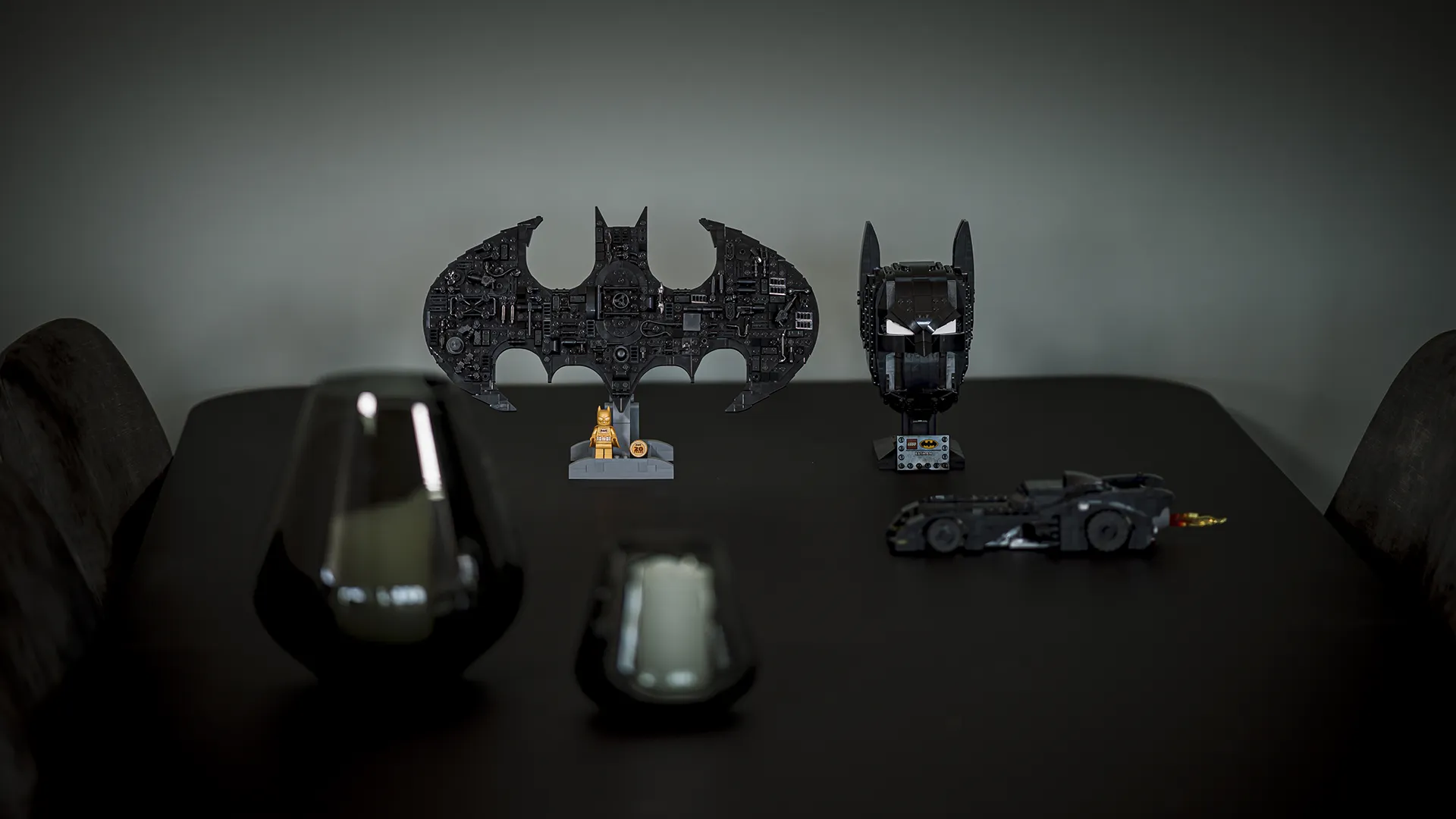 LEGO® Batman modeller av logo, byste og Batmobile