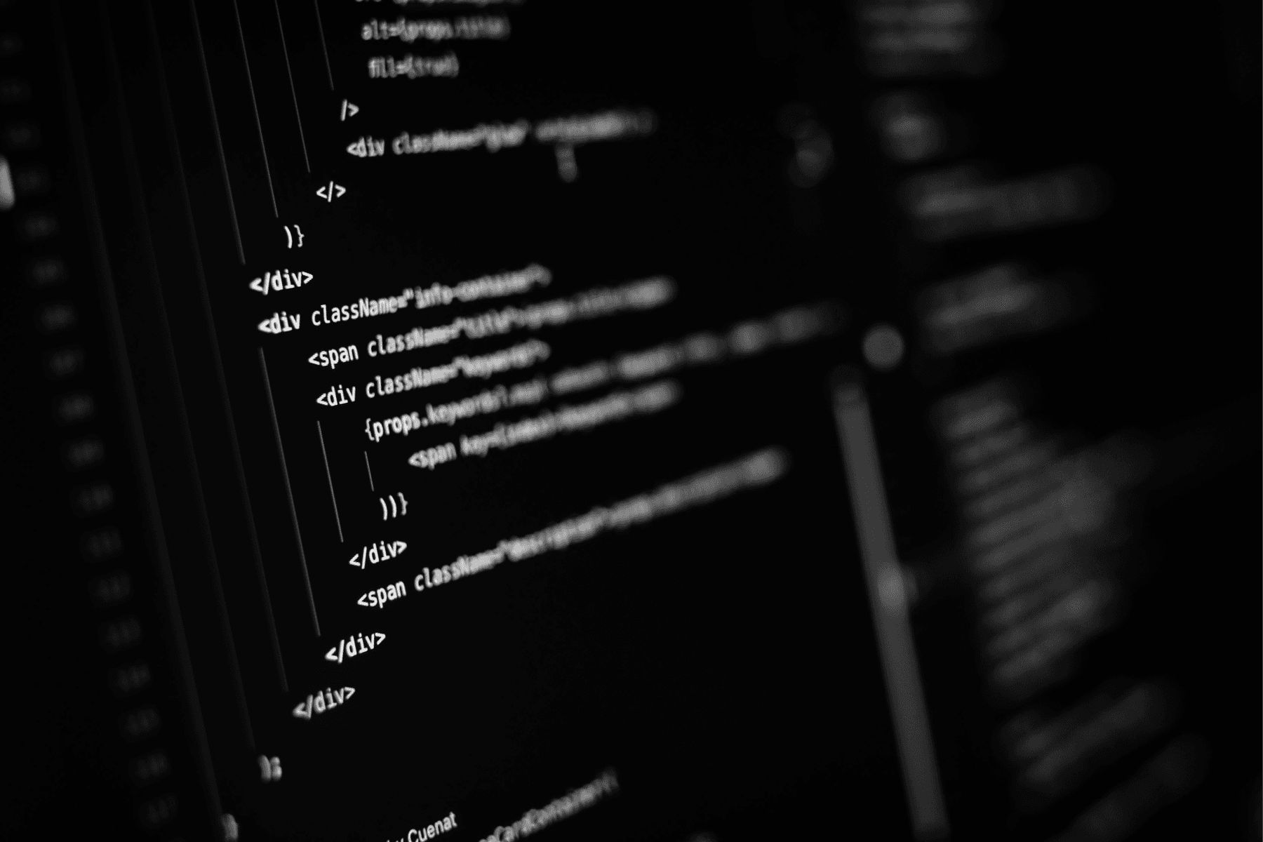 A closeup photo of code on a screen.