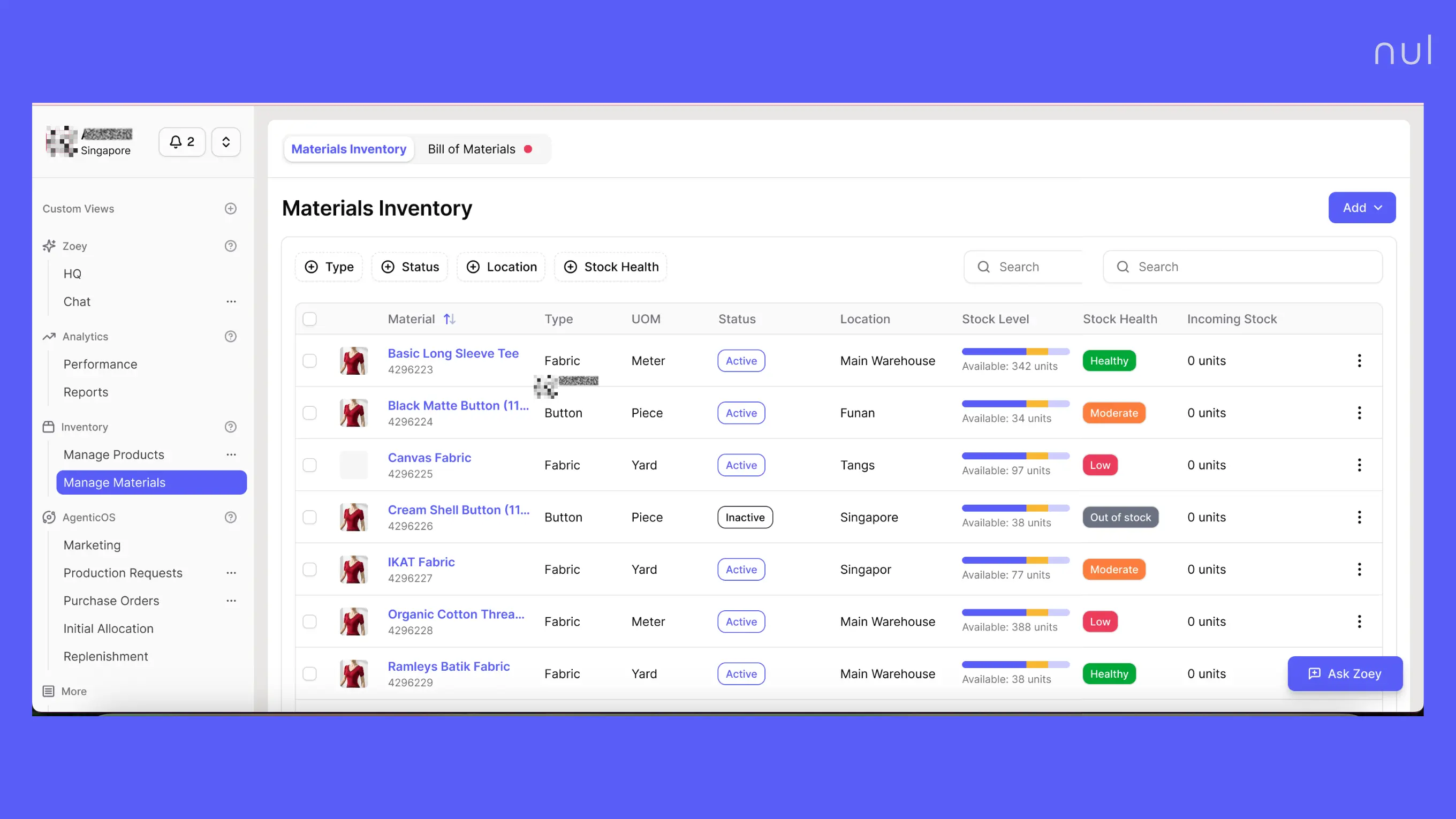 Nūl is an AI-based inventory tool made for fashion and apparel brands.