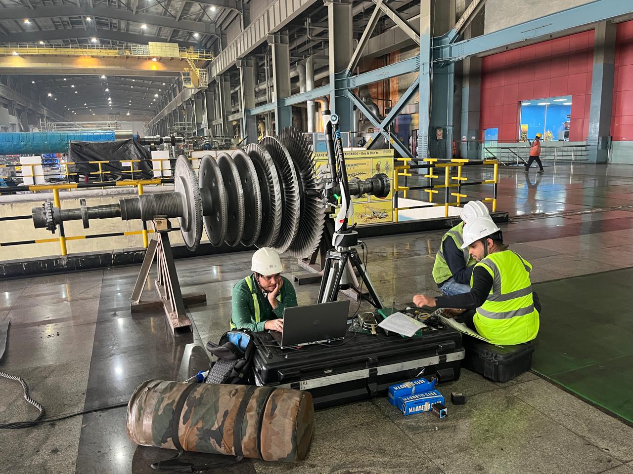 blue and silver industrial machine