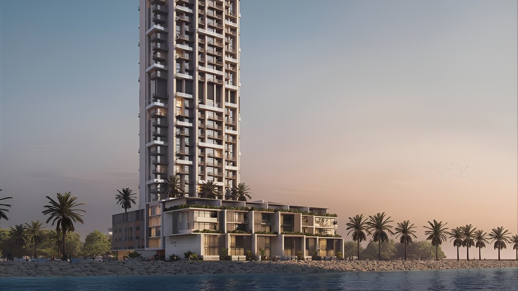 ARIA by Beyond, the tallest residential tower in Dubai, showcasing modern architecture against a clear blue sky.