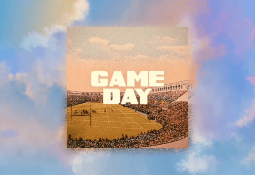 Super Bowl party invitation with gold and blue colors