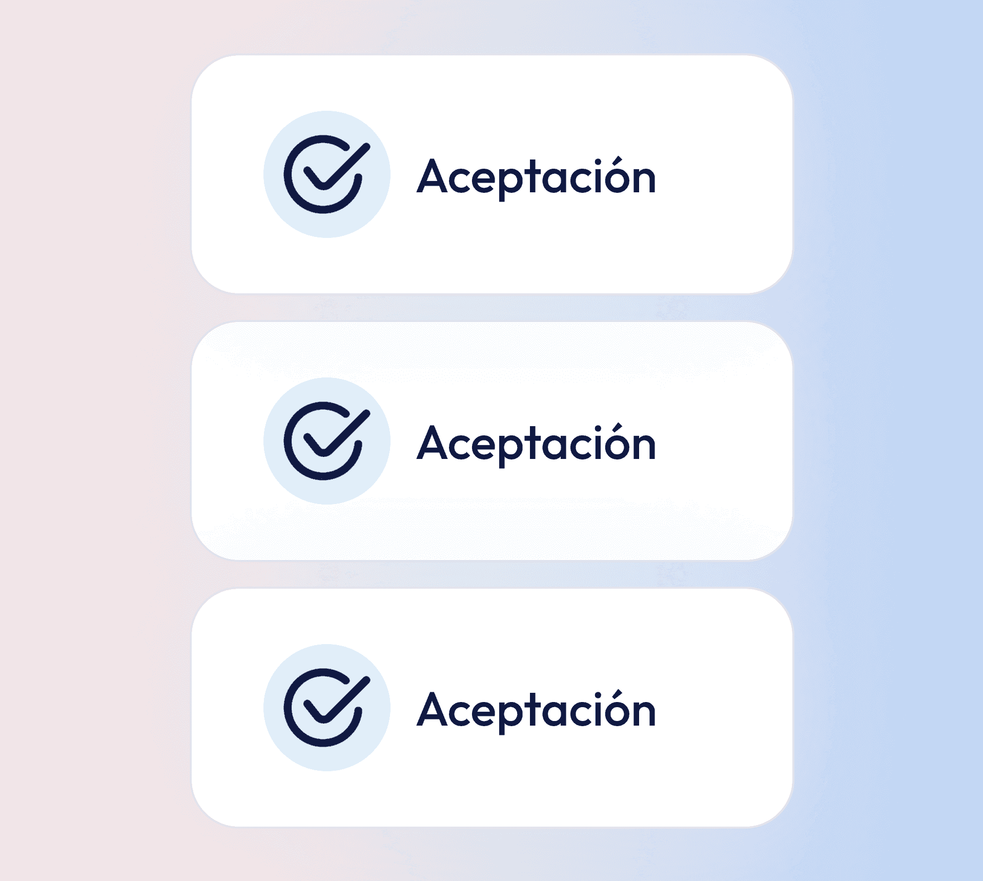 Acceptance confirmation buttons with checkmarks, white background