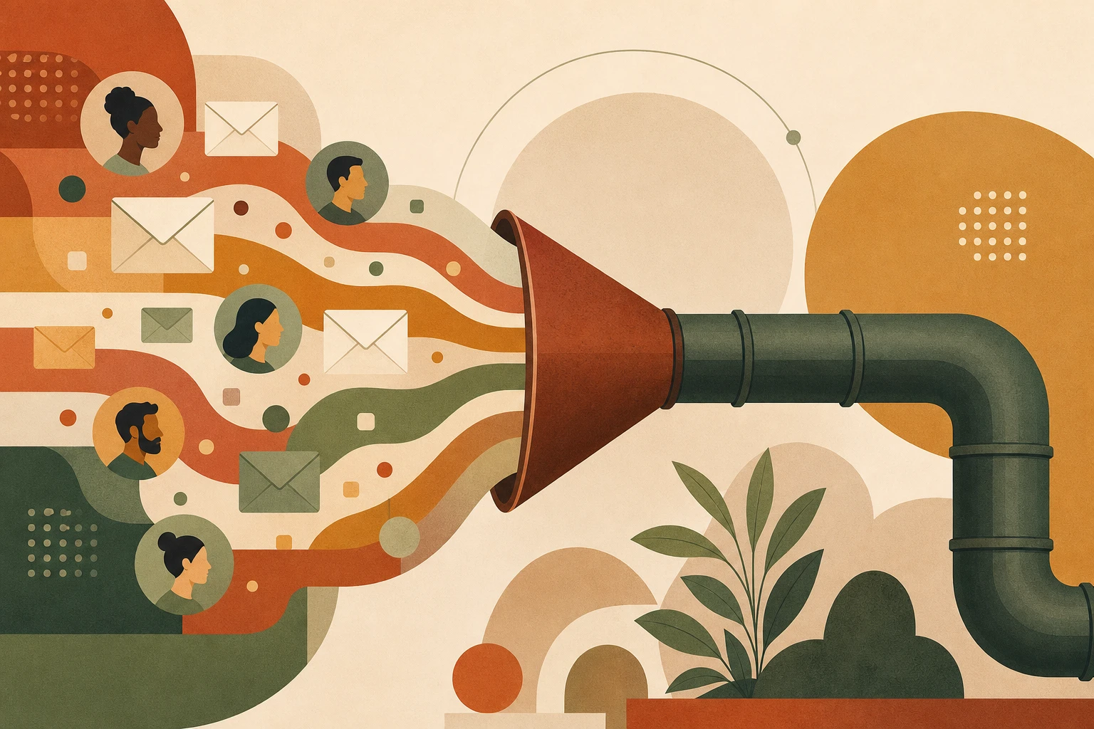 Multichannel outbound funnel illustration