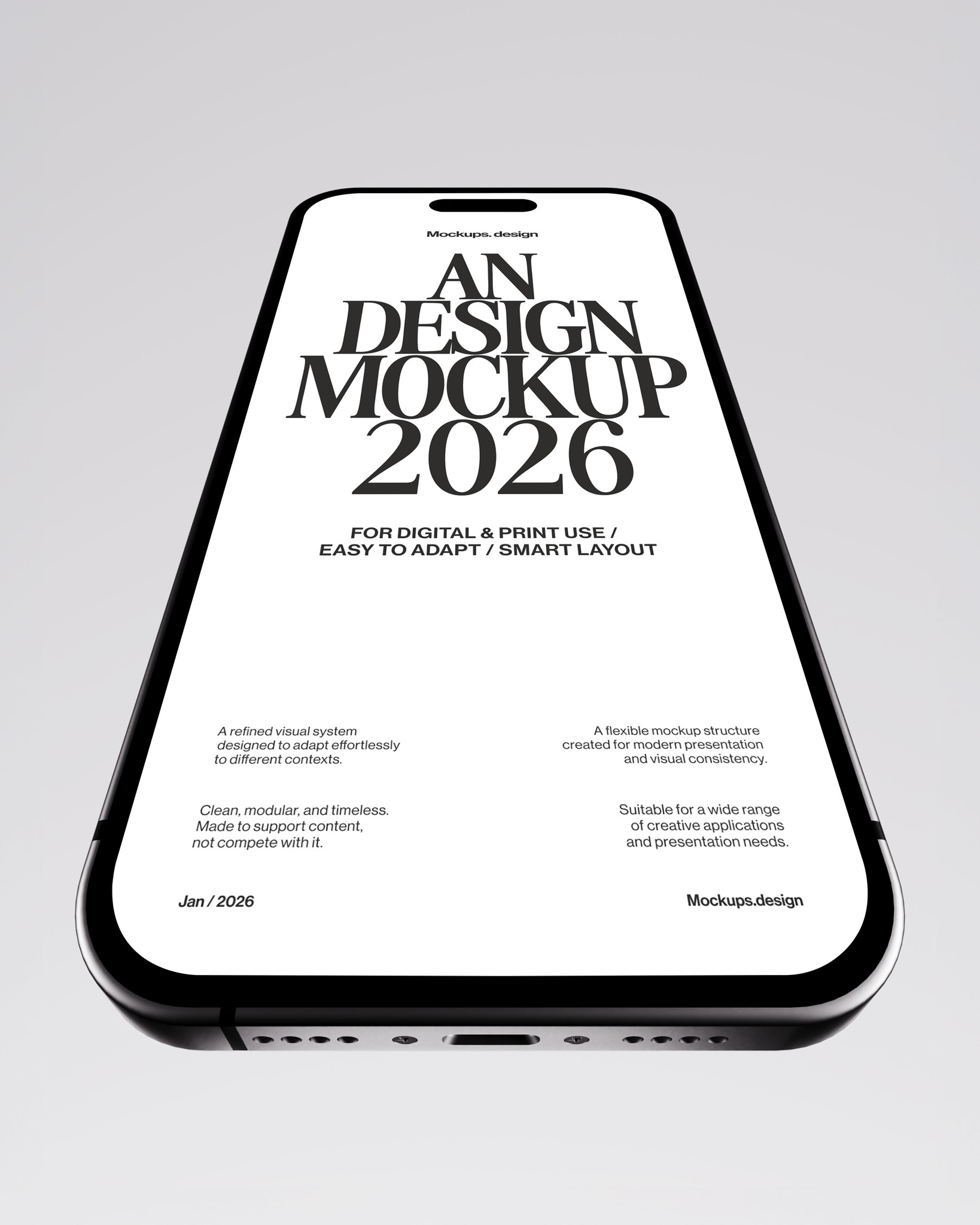 iPhone mockup on minimal clean background, realistic display