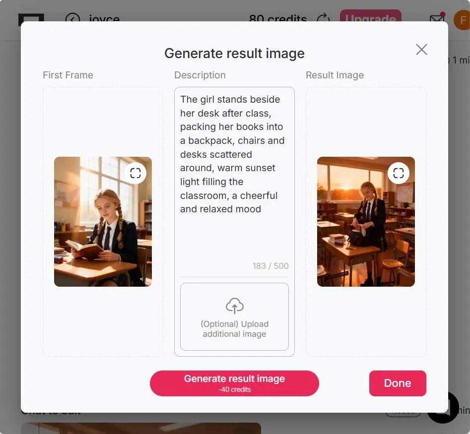 add last frame for Kling AI Video