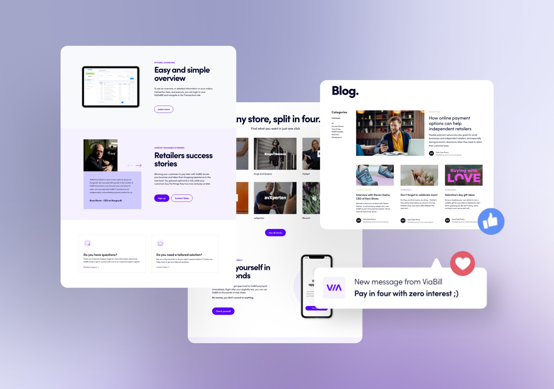 some snapshots of viabills website