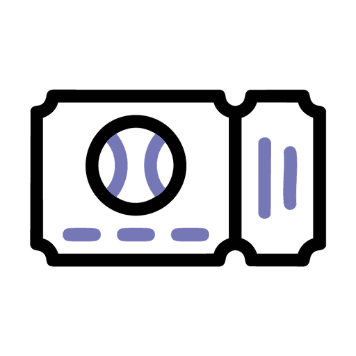 Icon eines Tickets mit Padelball in periwinkle und Schwarz – symbolisiert Buchungen oder Reservierungen bei Padelnero.