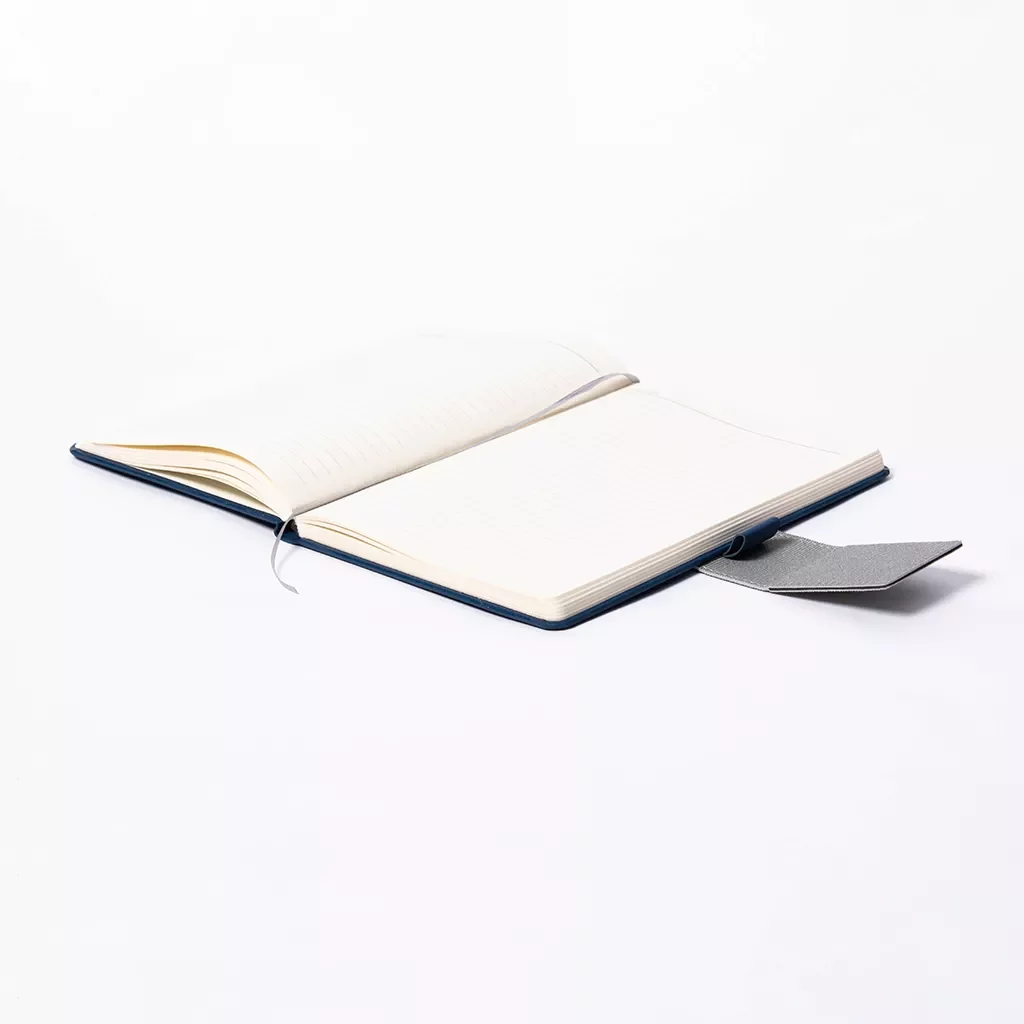 Branded A5 journal with custom flap design