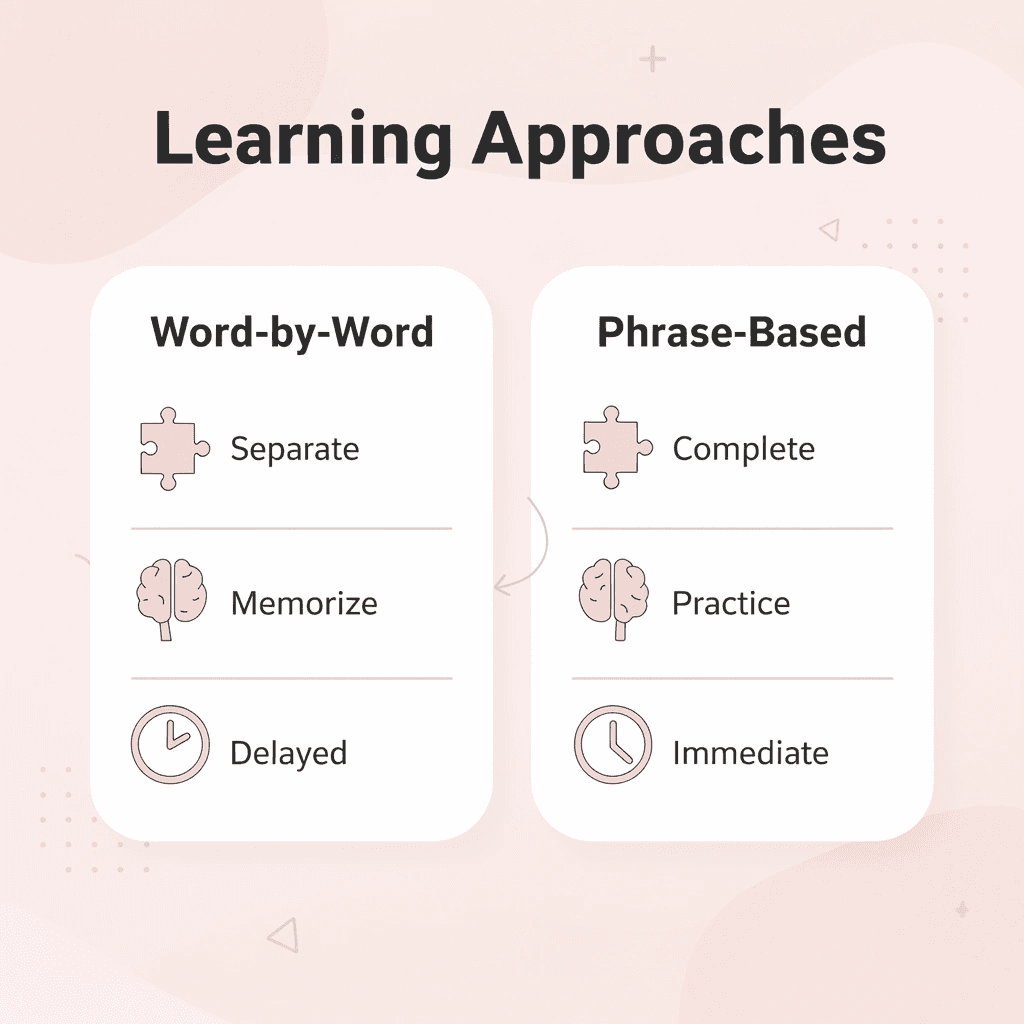 Comparison between word-by-word and phrase-based Arabic learning approaches