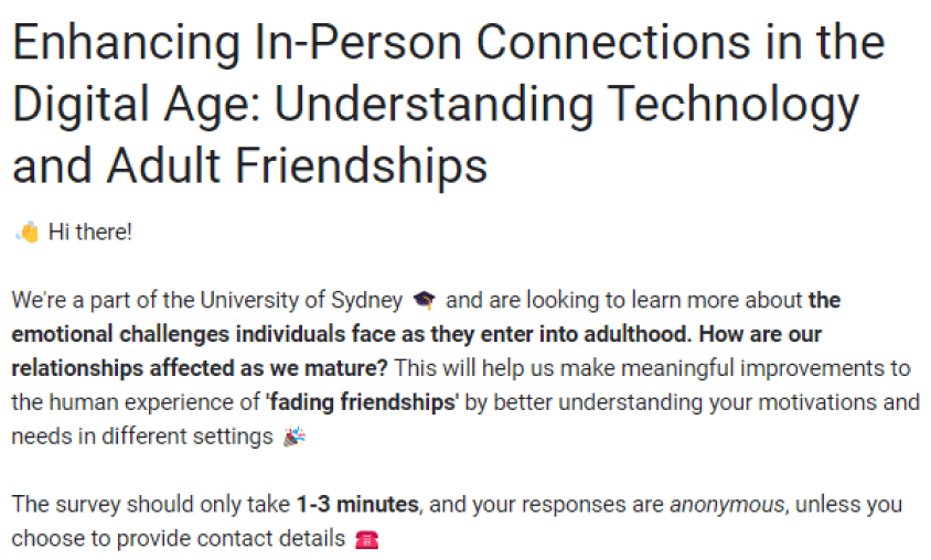 A visual summary of research methods used: survey screenshot with 90 responses, a Zoom grid of 14 interview participants, and screenshots of online forum threads from over 30 forums, grouped under Surveys, Interviews, and Online Ethnography.