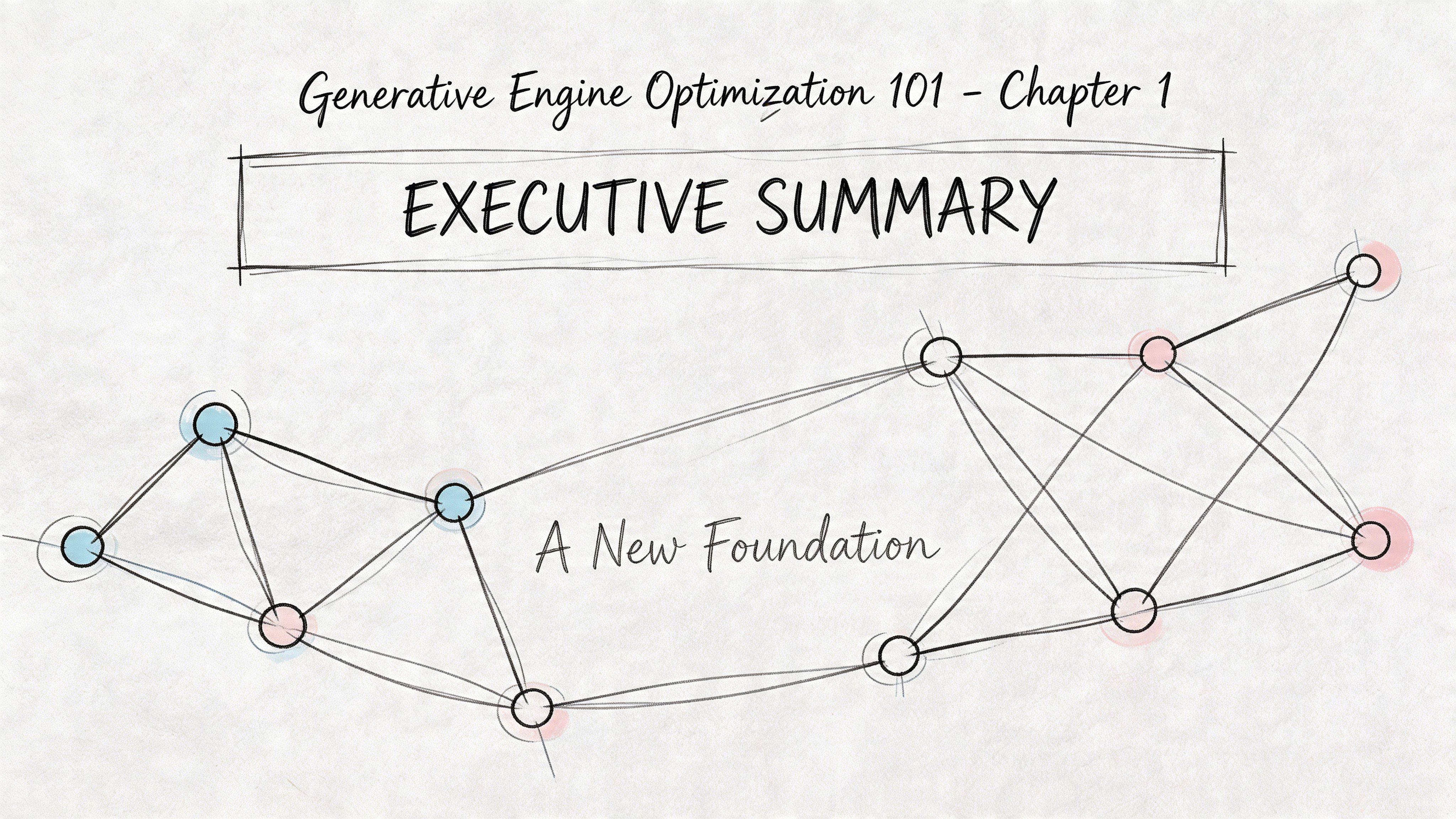 A hand-drawn illustration showing a network of interconnected nodes representing the foundation of generative engine optimization.