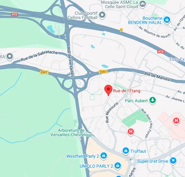 Carte pointant la rue de l'étang