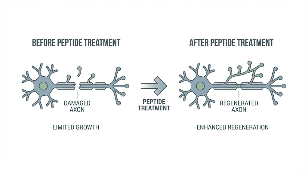 Cortagen peptide nerve regeneration mechanism and fiber growth