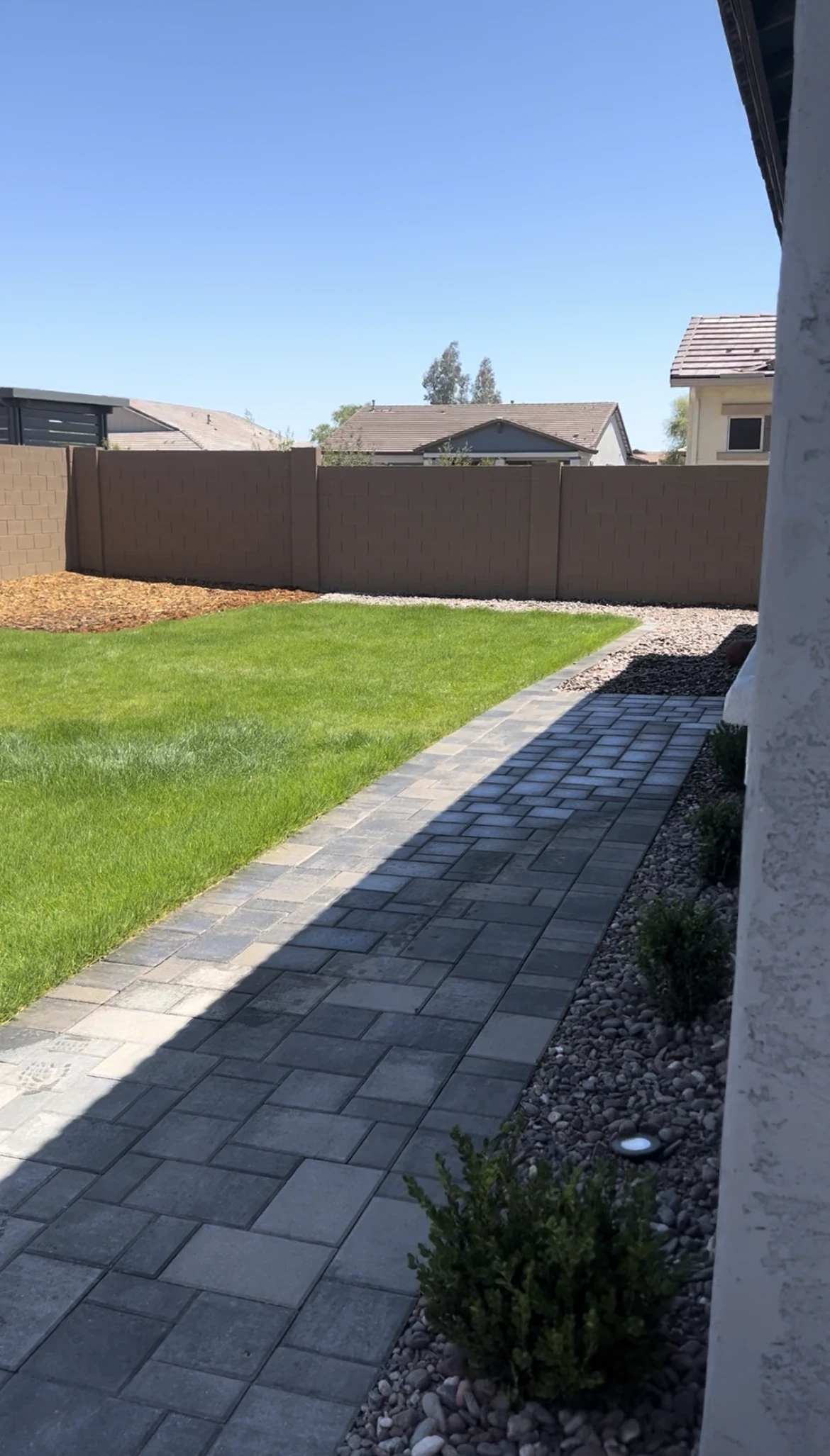 Dry Creek with rip rap and boulders in west richland Washington Front yard landscaping.