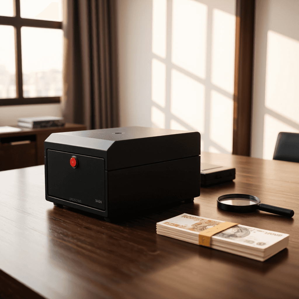 product photography of a money detector machine