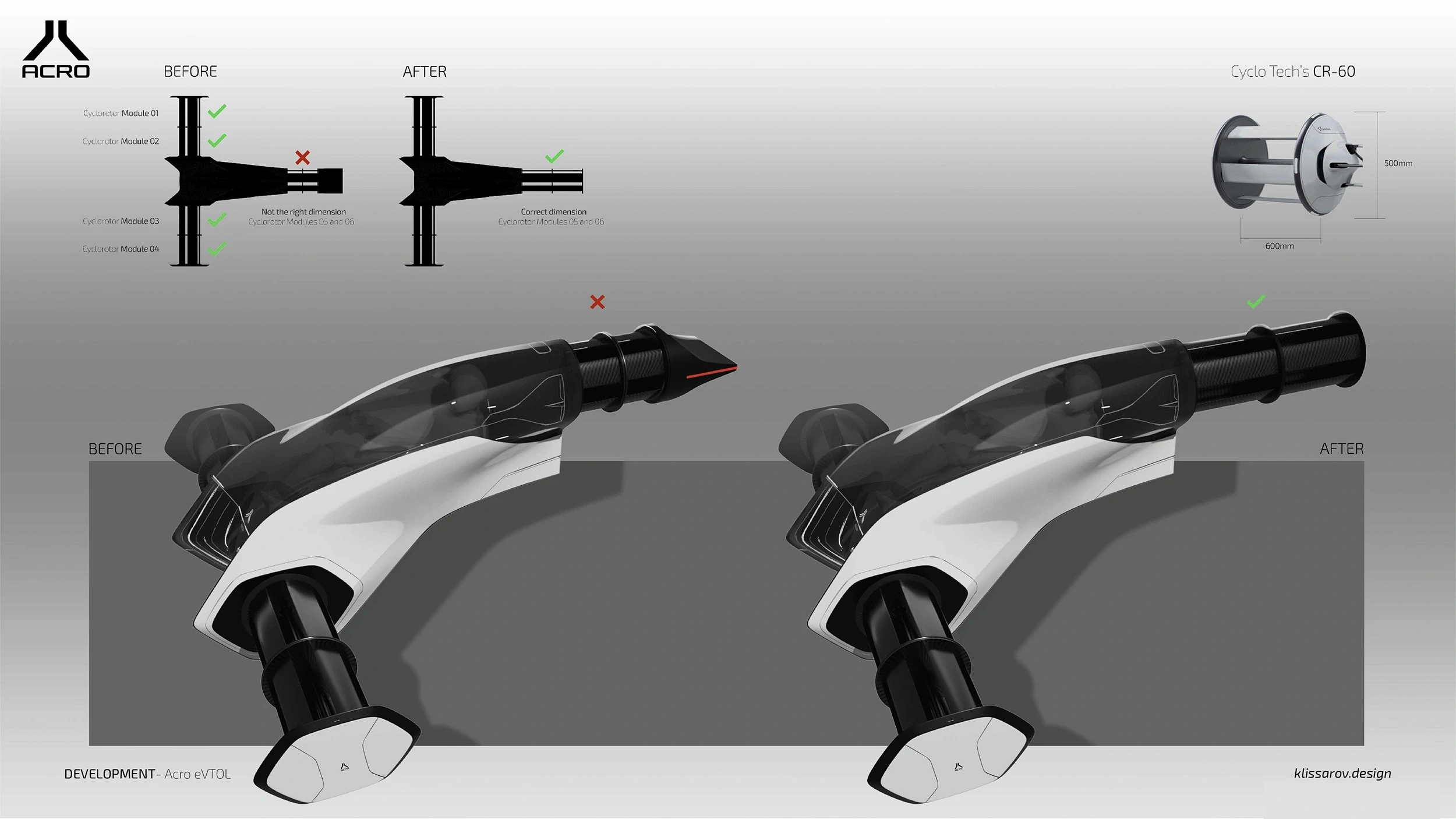 acro evtol variation sketches and design development