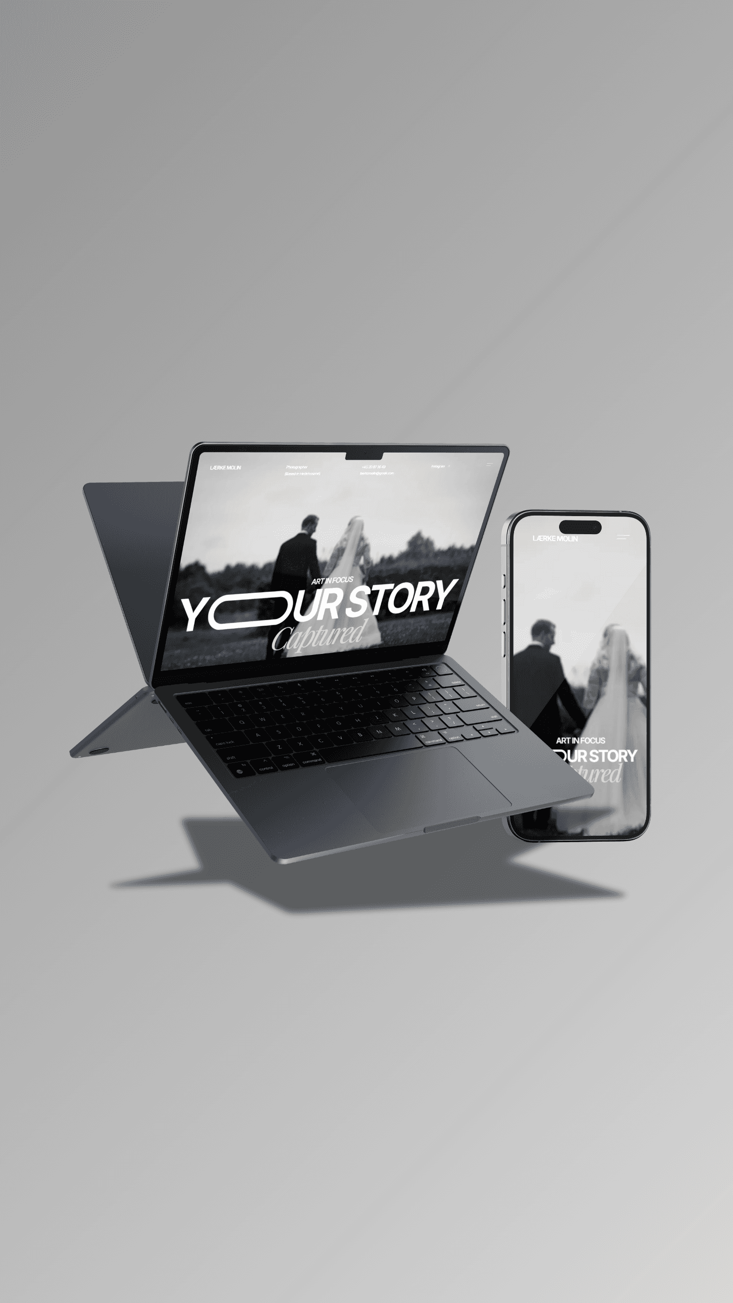 Mac and iPhone Mockup displays website made by Seoma