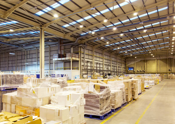 Image of a large warehouse space with pallets ready to be shipped waiting on the floor