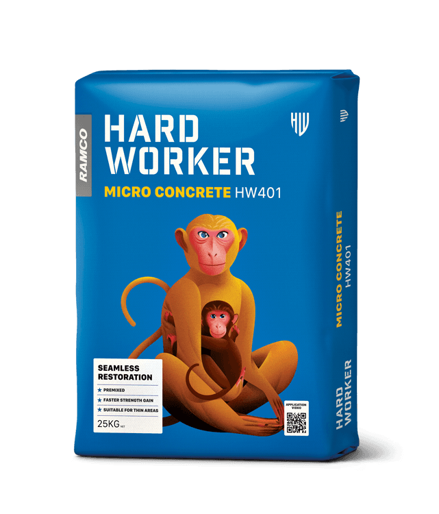 Hard Worker Microconcrete for repair of damaged concrete elements like beams, columns, walls and for all jacketing applications.