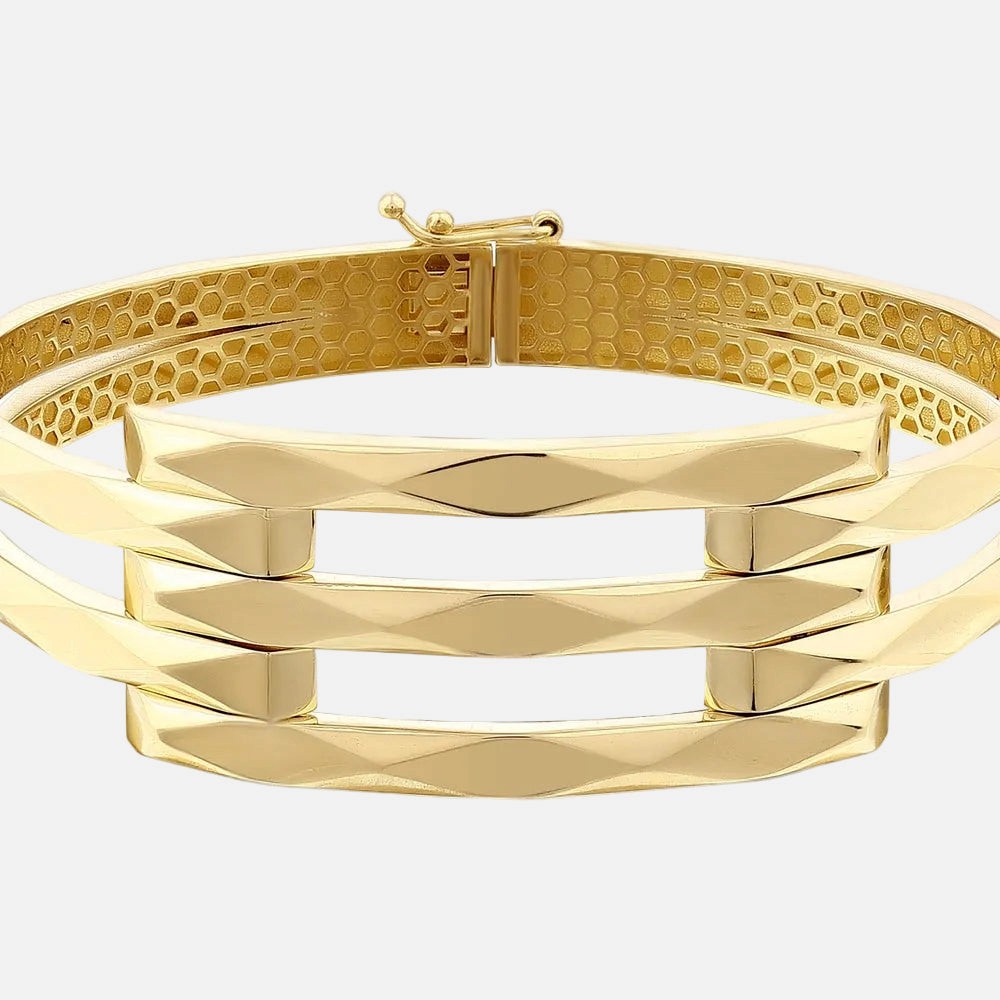 Assos Pırlanta 14 Ayar Altın Kaburga Kelepçe Zarif Bilezik