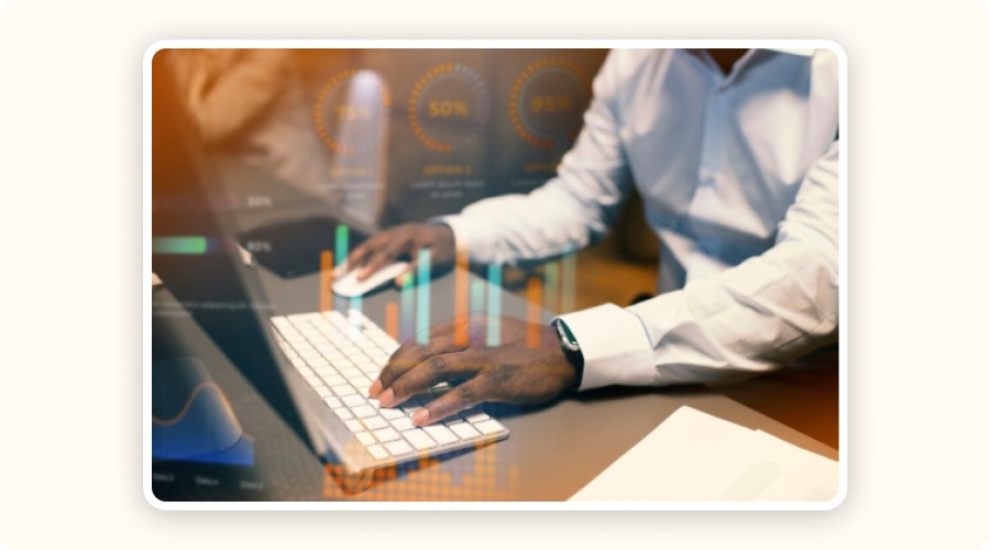 Man analyzing data on a computer