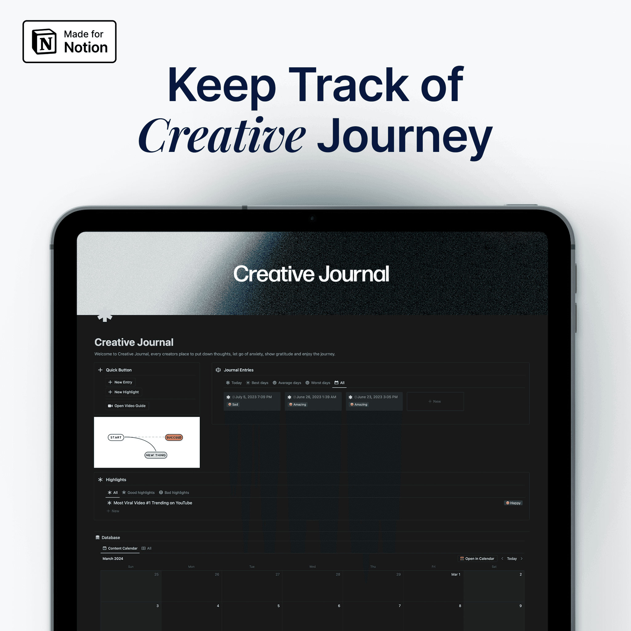Keep track of your creative journey with Notion Creative Journal