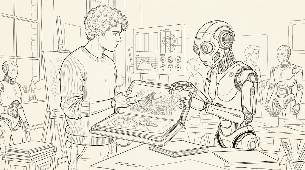 Man talking to robot