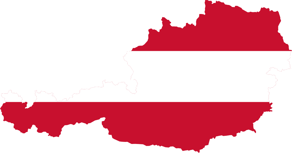 Map of Austria with flag and person icons