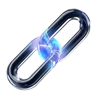 Interlocking glass chain links glowing blue