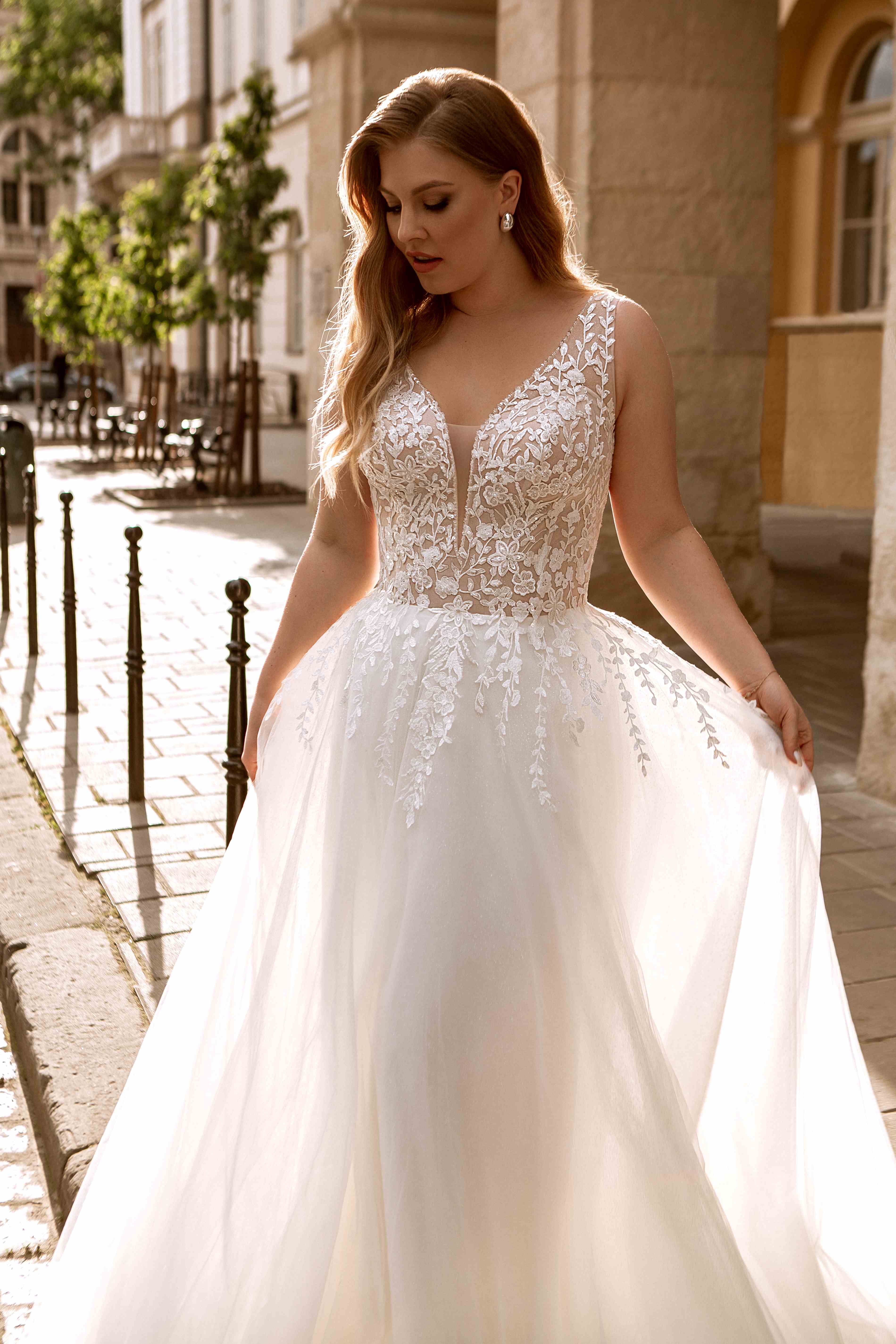 Plus Size Meerjungfrauenkleid mit Schleppe
