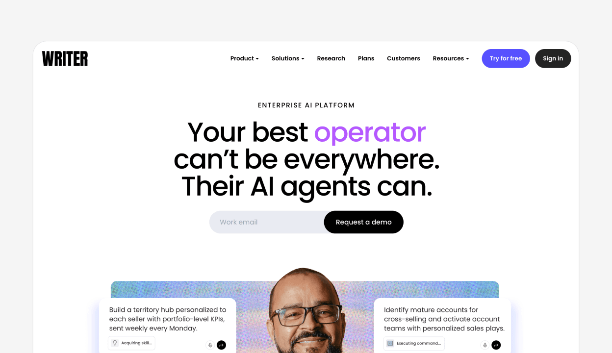 Writer enterprise AI platform homepage