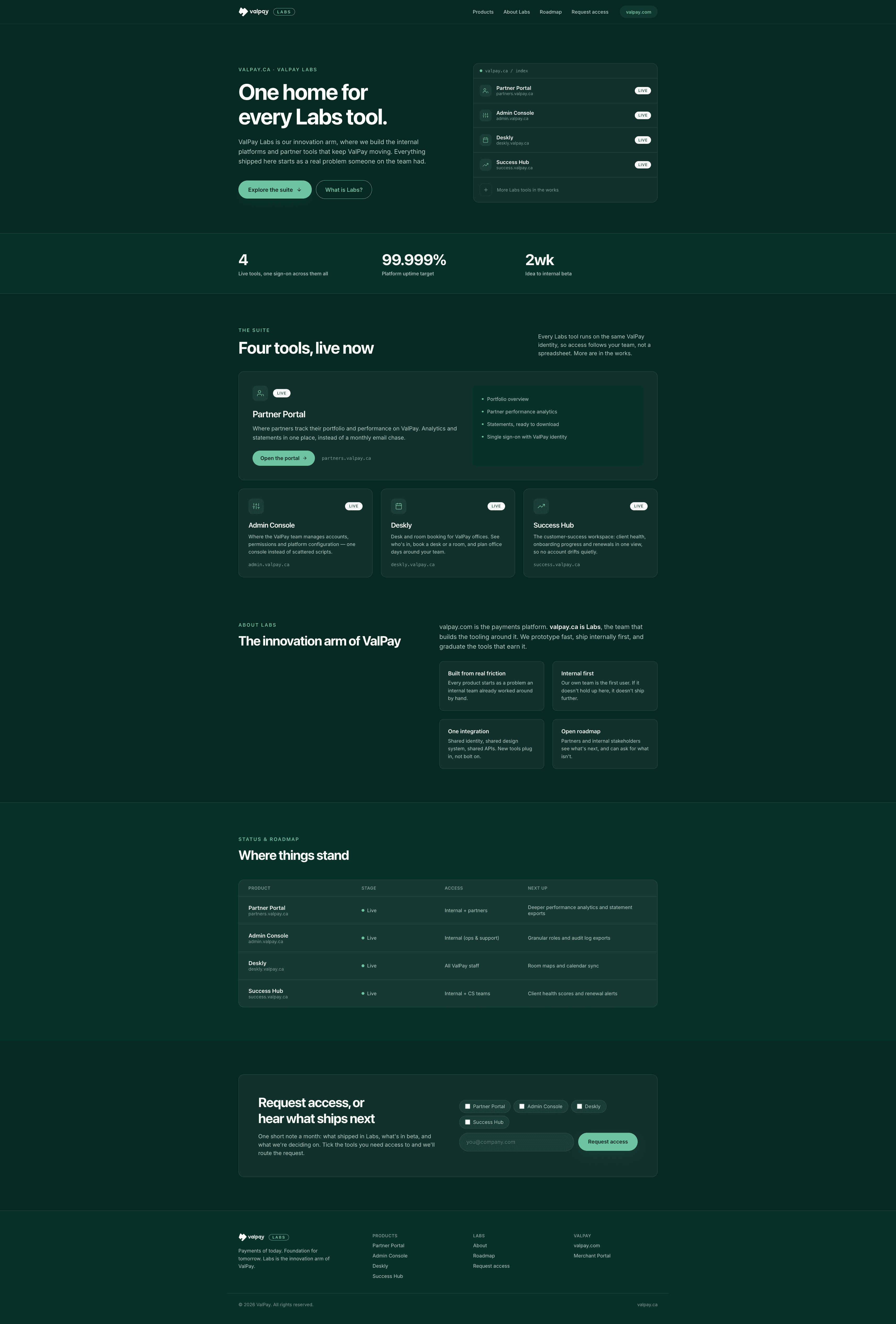 ValPay Labs: one home for every tool: product screenshot 1